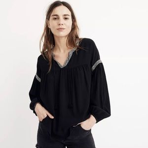 Madewell Black Blouse with White Accents